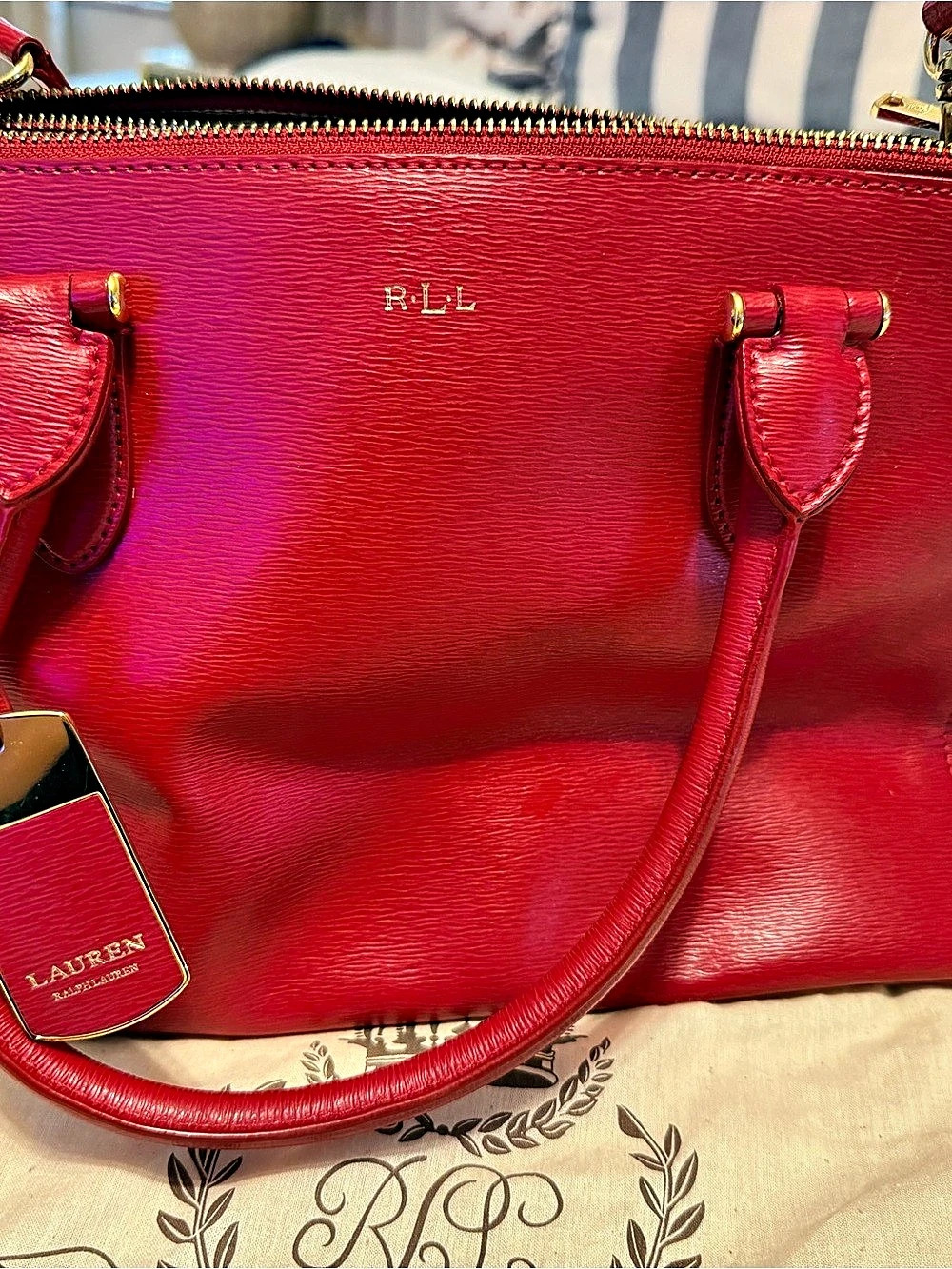 Lauren Ralph Lauren Newbury Double Zip Satchel Red
